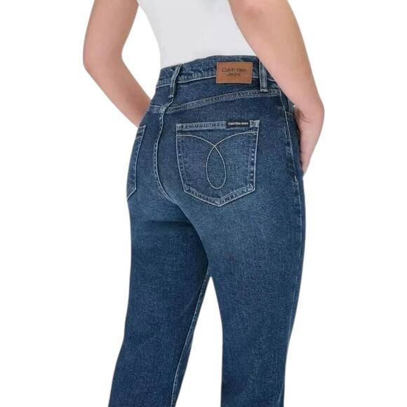 Calvin Klein Women’s High Rise Straight Leg Jeans Dark Blue Size 12 Denim NEW - Picture 4 of 12